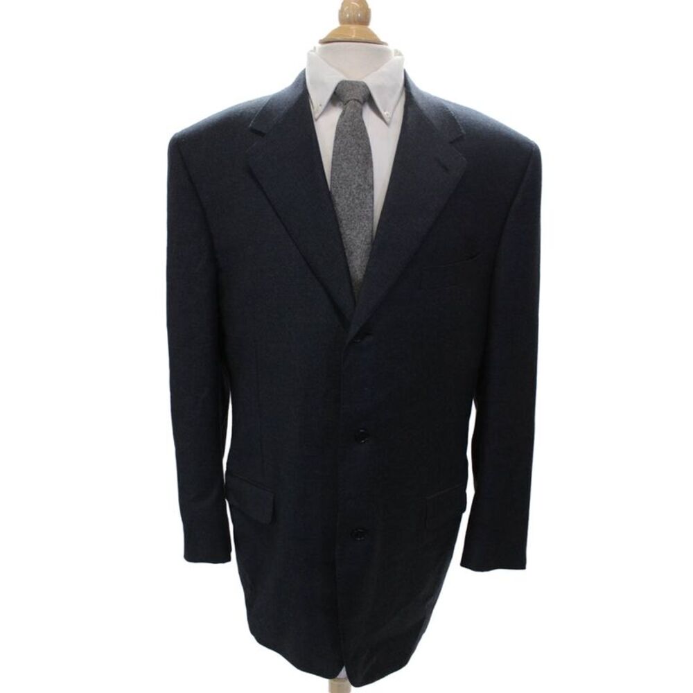 Canali Mens Blue Check Wool Blazer Size 56
